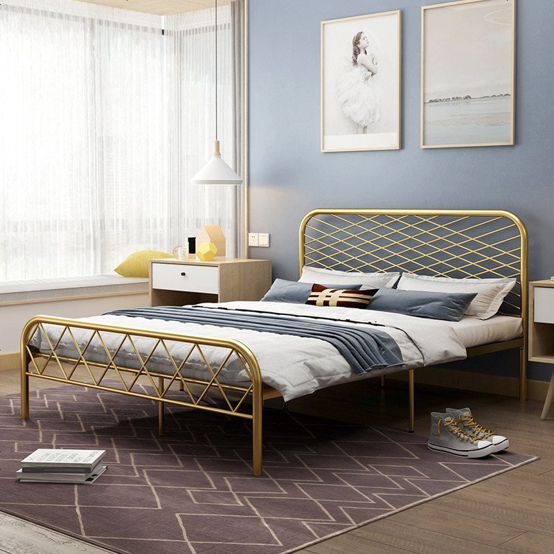 8米床铁艺床成人 1500mm*1900mm_黑色(龙骨板一张好的床,不仅可以让