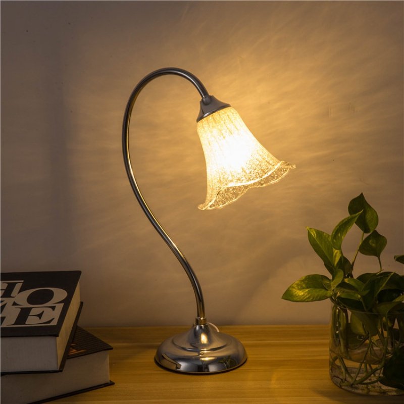 玻璃简约书房装饰闪电客学习阅读客厅调光办公花朵卧室创意床头台灯