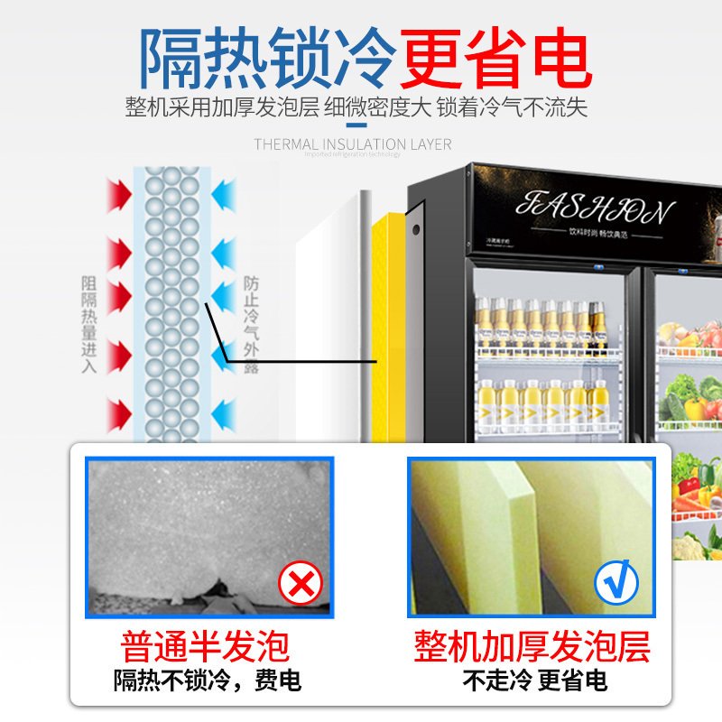 飞天鼠(FTIANSHU) 400L单门展示柜冷藏柜保鲜立式冰柜商用冰箱饮料展示柜超市冰柜水果蔬菜保鲜柜点菜柜石榴红