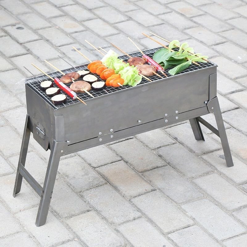 加宽加厚野外烧烤炉烧烤架子户外烤箱家用便携式折叠烧烤炉全套 普通