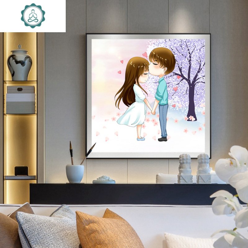 小幅情侣钻石画满钻石绣结婚浪漫卧室贴钻十字绣2019新款客厅卡通 封