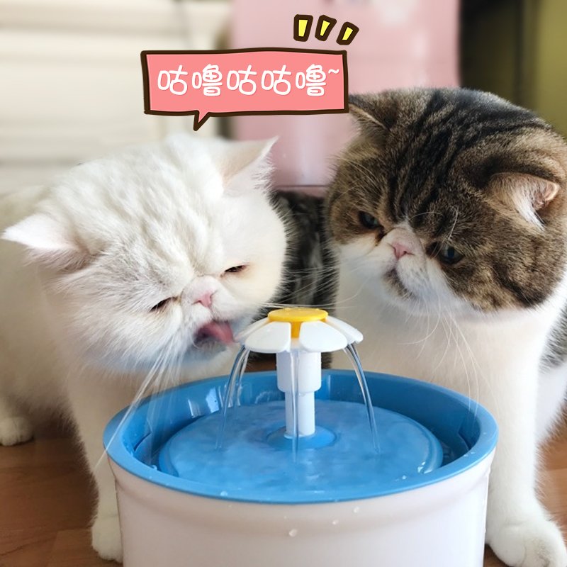 猫咪饮水机宠物用品流动神器活水水盆猫用狗狗喝水器喂食自动循环 2代可透视小花+滤芯2个(买一送3:小花喷泉+滤芯_500