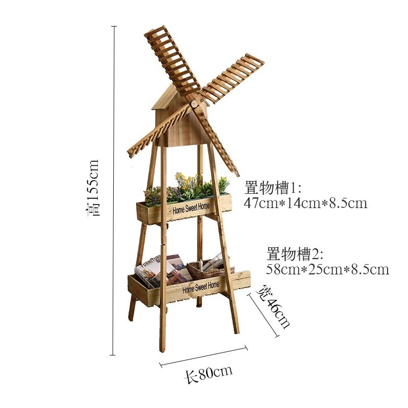 创意田园摆件家居阳台软装饰品落地木质奶咖店落地置物架 FENGHOZBVVLMPRALLTQPSFPTXHSKIJSRC