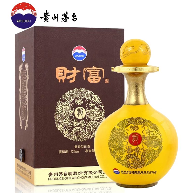 【官方正品】 2018年贵州茅台酒股份出品 财富酒 财富龙酒 53度酱香型白酒 1L大坛酒 1000ml 礼盒装