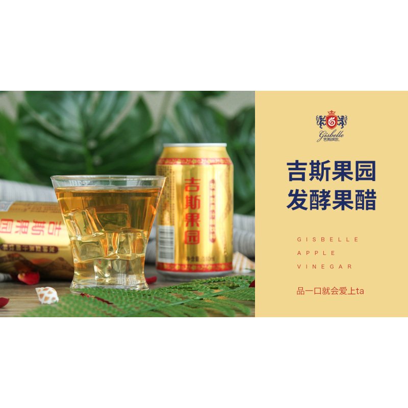 烟台吉斯果园苹果醋饮料发酵罐装果汁饮料整箱310ml*10听饮品