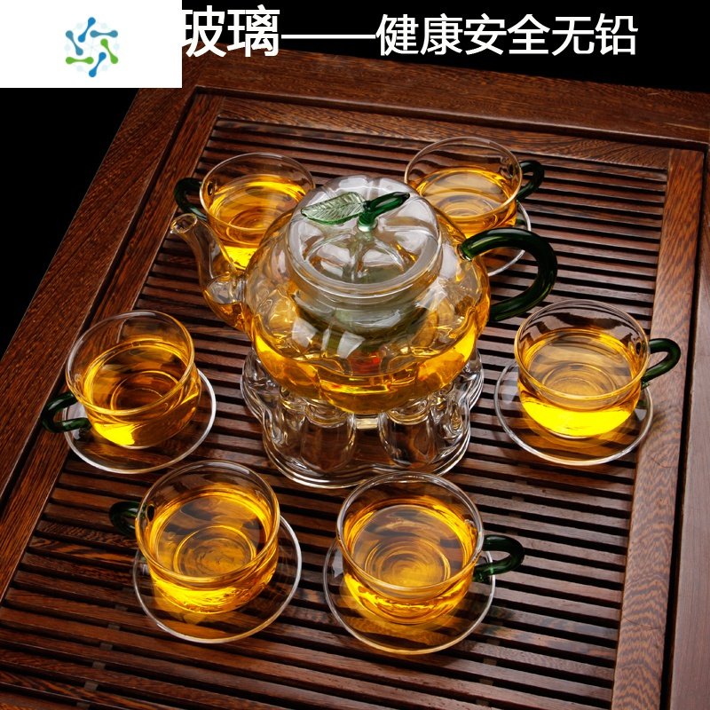 6只装茶具玻璃杯带把功夫茶杯品茗杯耐热加厚家用套装透明小杯子 三维工匠 直身杯80ml（绿把）6只