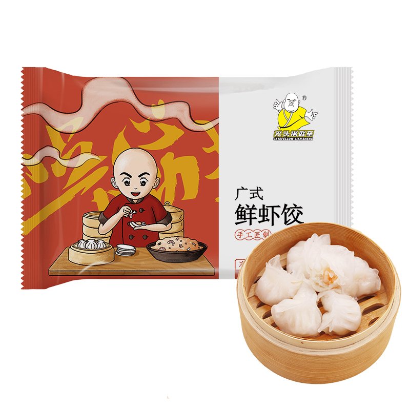 光头佬联圣 水晶鲜虾饺300g/包/12个