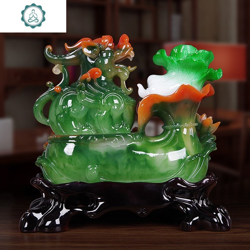 貔貅玉白菜摆件店铺开业礼品开店送礼客厅办公室收银台装饰品 封后 b