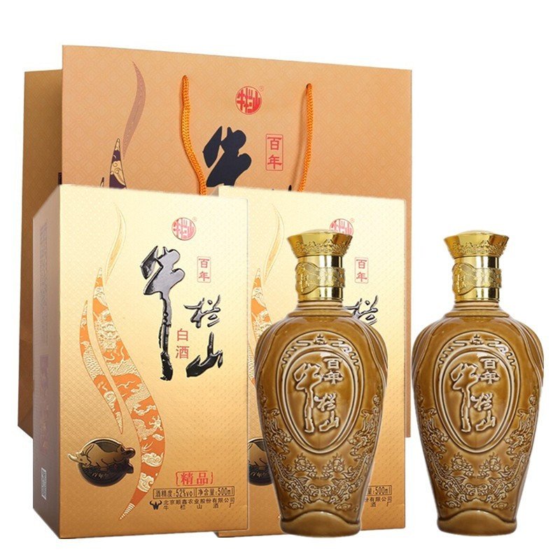 北京百年牛栏山二锅头精品52度500ml*6瓶整箱装浓香型白酒送礼