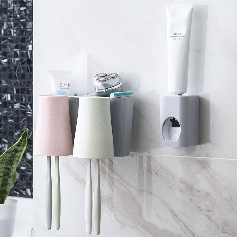 免打孔壁挂牙刷架家用情侣漱口杯洗漱套装牙刷置物架牙杯架牙具架