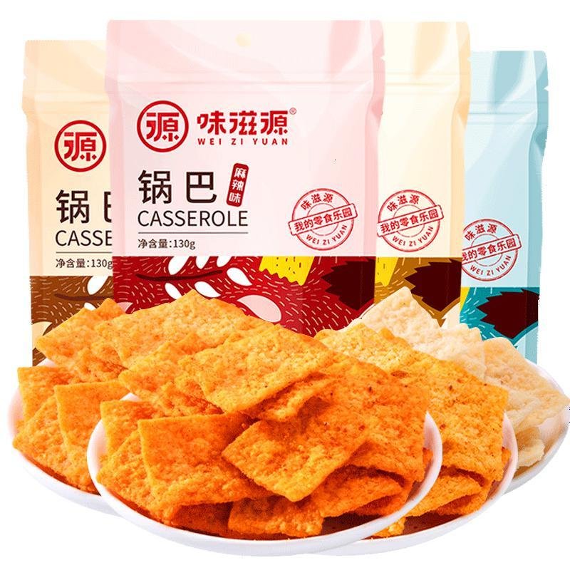 【味滋源老农家锅巴130g*3袋】膨化即食老襄阳特产锅巴休闲淘花 香辣味130g【3袋】_457_245