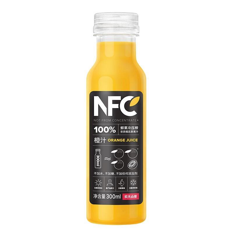 农夫山泉NFC橙汁300ml*8瓶轻断食代餐纯果汁冷鲜榨果汁_4