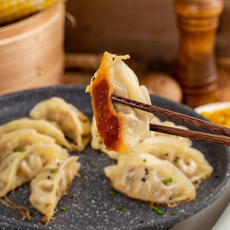 美味蒸饺玉米煎饺锅贴饺速食早餐速冻饺子蒸煎饺批发TB4EBY