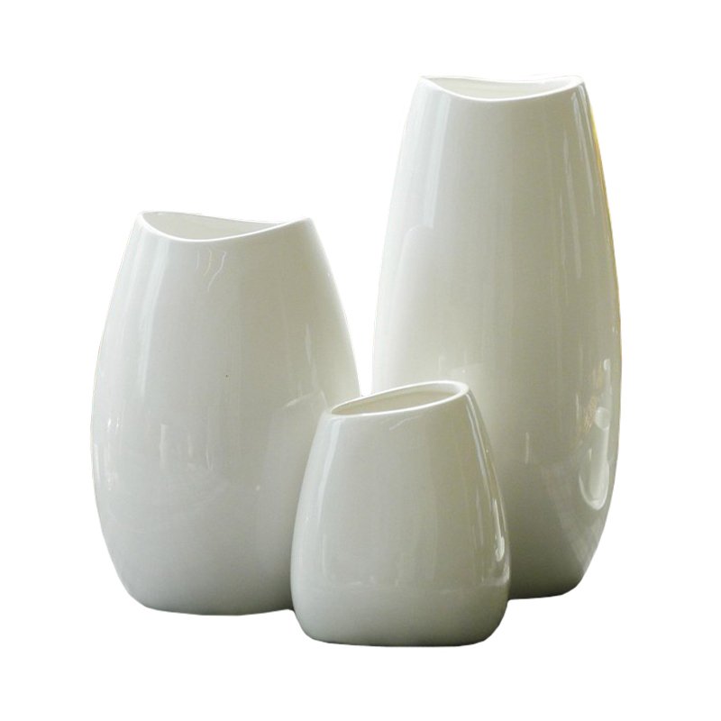 白色陶瓷花瓶现代简约家居水培水养花瓶客厅干花鲜花插花装饰摆件收纳