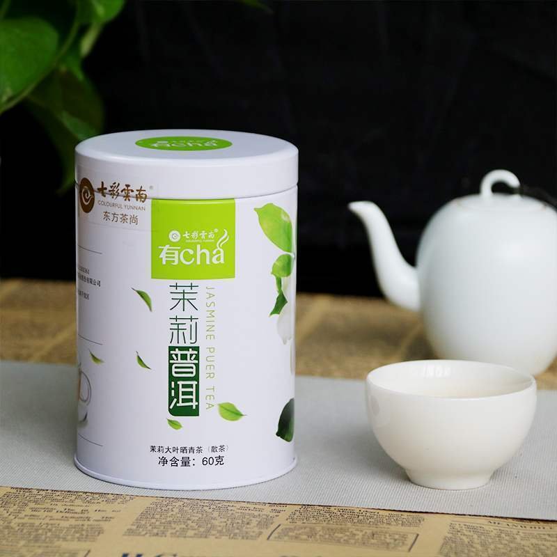 七彩云南茉莉普洱生生茶 花茶散茶铁罐装便捷60g