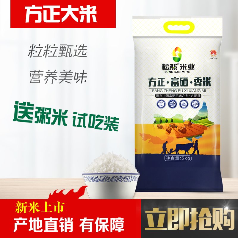 松然20年新米方正长粒香米富硒米双面真空5kg东北大米