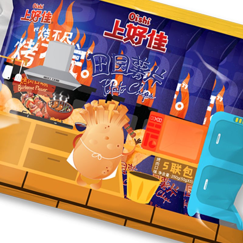 上好佳 烤肉味田园薯片五联包250g