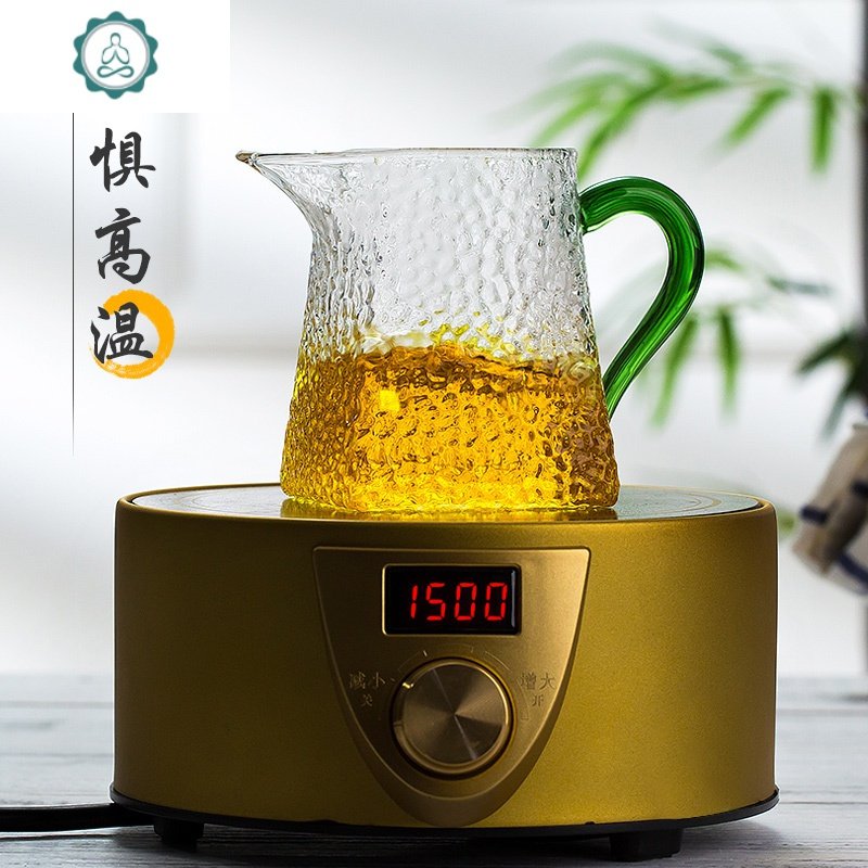 公道杯 玻璃分茶器日式锤纹茶漏套装家用简约加厚耐热功夫茶具海 封后 锤纹公杯（企鹅款）白玉色+直架过滤