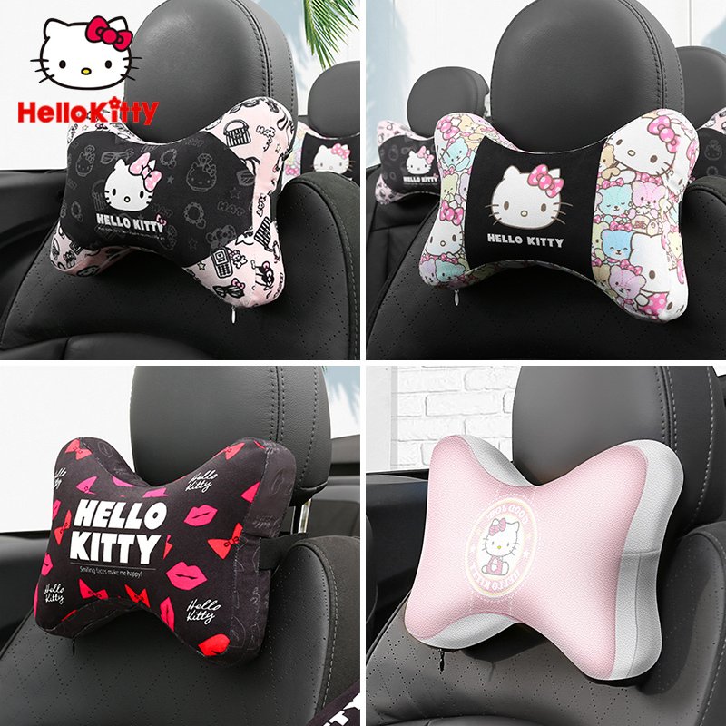 头枕/颈枕-HelloKitty汽车头枕护颈枕靠枕车用可爱卡通车载座椅枕头腰靠套装 超柔-节日【单个05HQ81