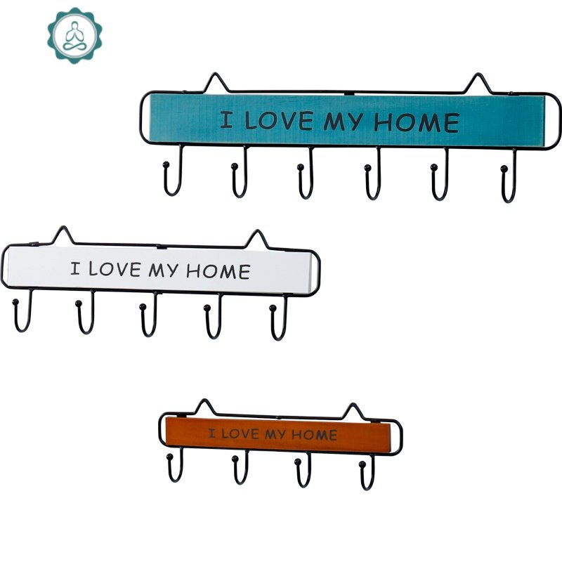 北欧玄关钥匙挂钩装饰创意衣帽大挂架试衣间进口墙上壁挂置物架 封后 粉红色C款三钩白色
