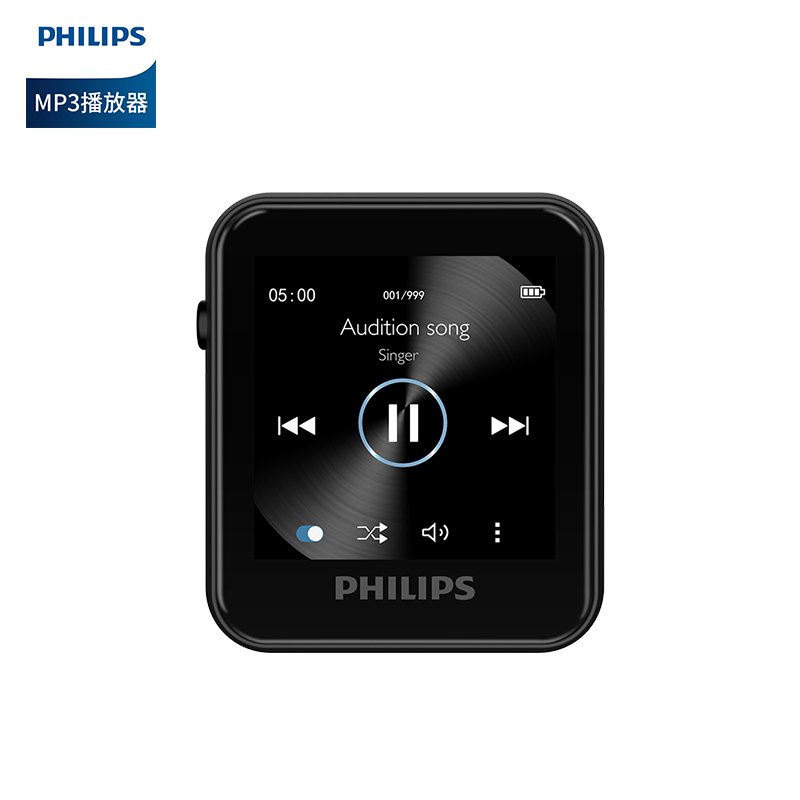 飞利浦(PHILIPS) SA6116蓝牙MP3播放器小型随身听学生版便携式小巧手表计步器功能迷你可拆卸背夹触摸屏