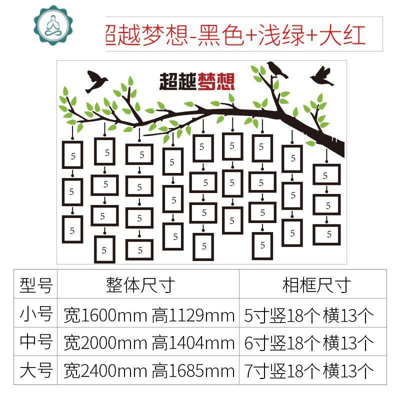 励志照片墙装饰办公室团队员工风采梦想墙企业文化展示墙教室布置 封后 3264超越梦想-黑色+浅绿+大红 大_537