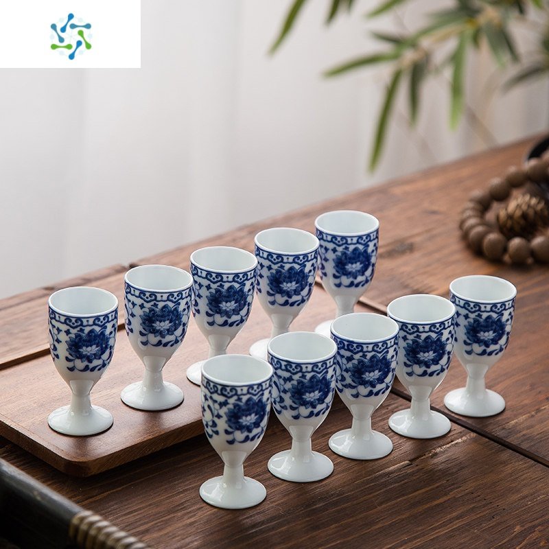 景德镇陶瓷酒具仿古家用白酒杯中式复古创意古风高脚杯小酒盅宫廷
