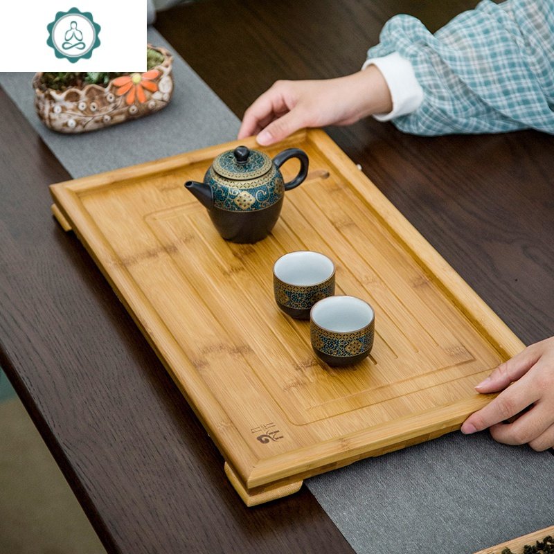 竹制茶盘平板大号竹子茶海小号托盘功夫茶具实木茶盘茶台茶托排水 封