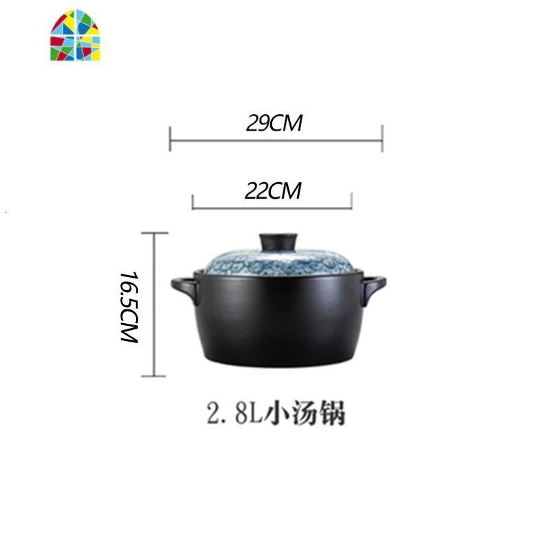 手绘养生陶瓷砂锅4升煲仔饭专用韩国石锅拌饭焖烧干锅炖锅沙锅 FENGHOU 2.8L灰花小汤锅3-5个人_224