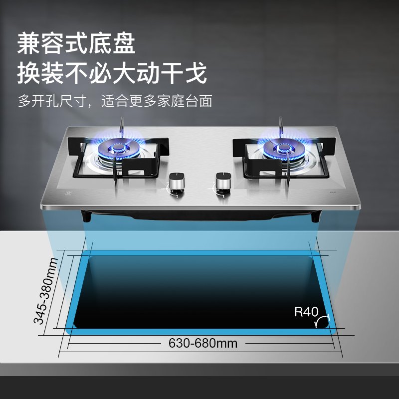 樱花燃气灶双灶家用厨房不锈钢面板嵌入式台式猛火天燃液化气灶具 不锈钢色 天然气