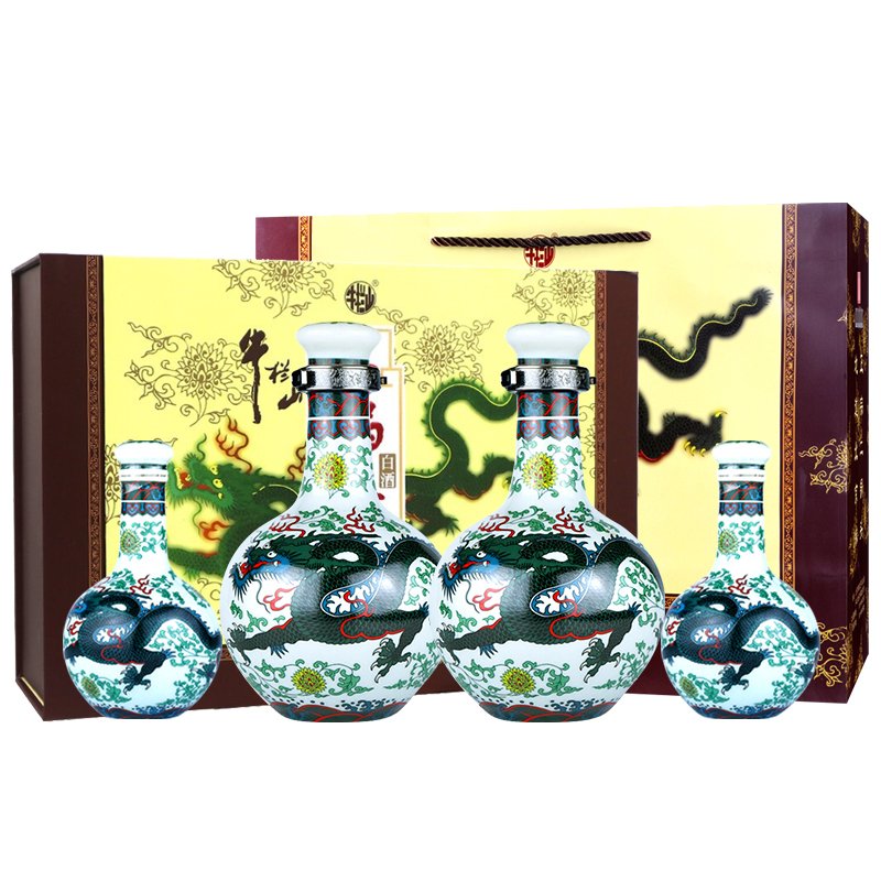 北京牛栏山二锅头 珍品三十（30）青龙 清香型白酒 53度 500ml*2瓶+125ml*2瓶 礼盒装