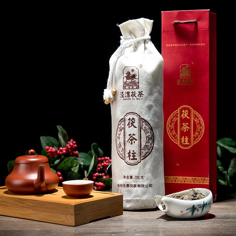 泾渭茯茶 茯茶柱 金花 茯砖 700g 2017年份