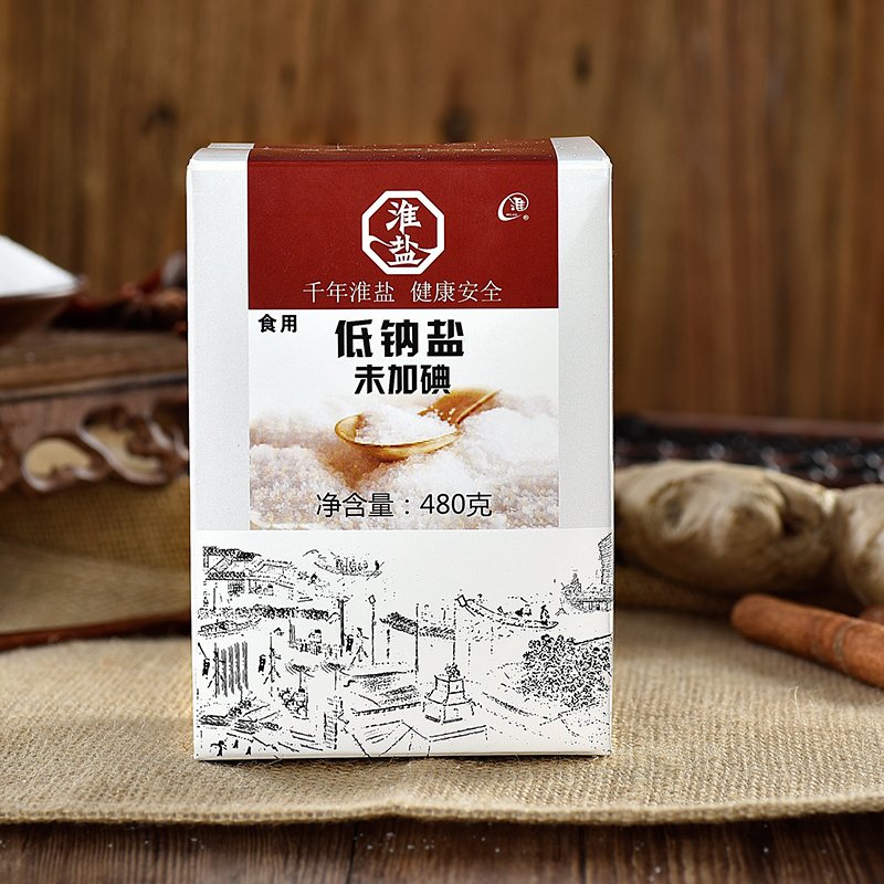 淮盐低钠食用盐（无碘）480g 6盒