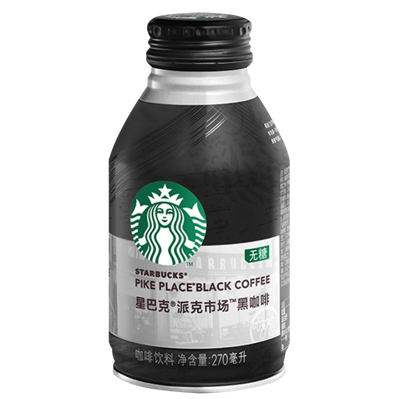 星巴克派克市场0糖0脂黑咖啡无糖即饮罐装270ml