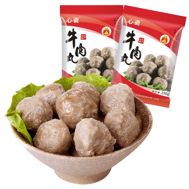 心瓷 潮汕手打牛肉丸牛筋丸组合250g*2