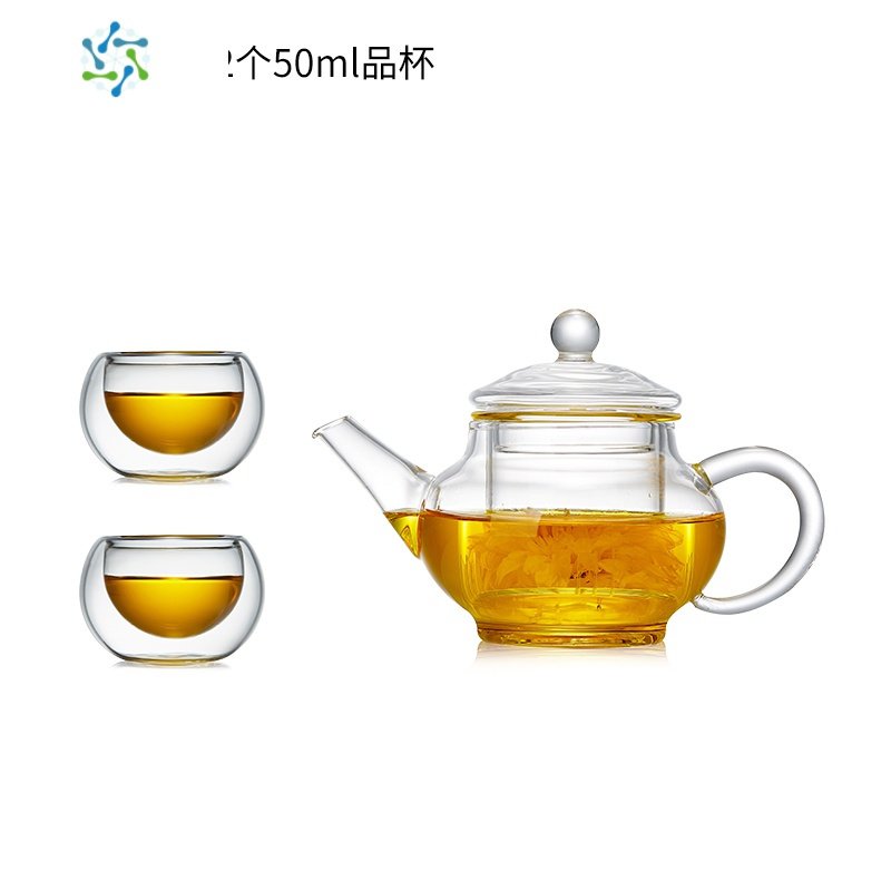 玻璃茶壶小号过滤泡茶壶家用耐高温加厚迷你功夫茶具套装杯 三维工匠 1壶2杯（双人套装）