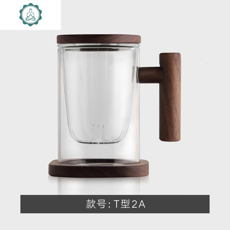 日式茶杯带过滤 茶水分离 玻璃杯 茶壶泡茶 单杯子创意办公室水杯 封后 玻璃小山杯（2只装）_601