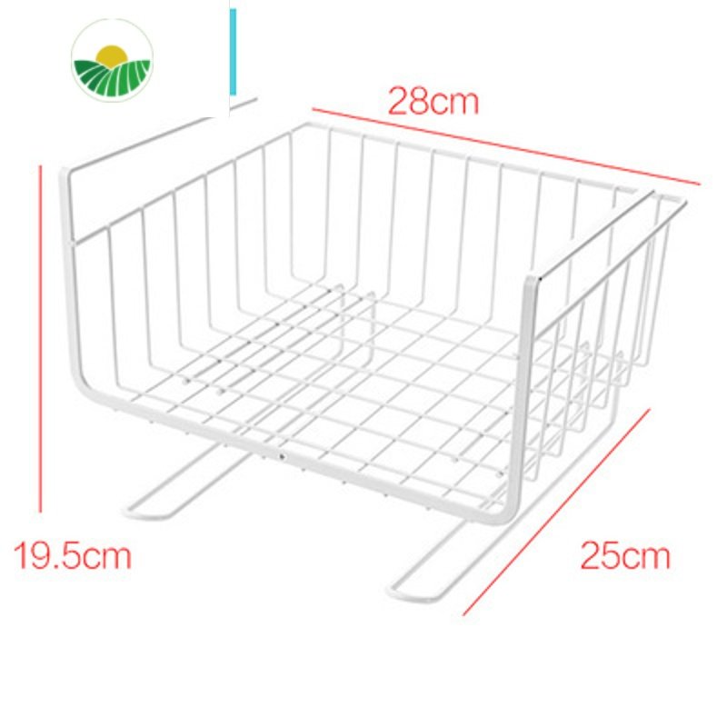 三维工匠厨房橱柜隔板下挂篮衣柜收纳架储物架宿舍办公桌挂架整理架置物架 白色（带双挂架）