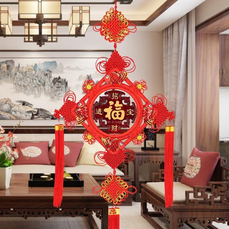 桃木中国结挂件客厅十字绣背景画装饰大小号流苏穗子中国结_10