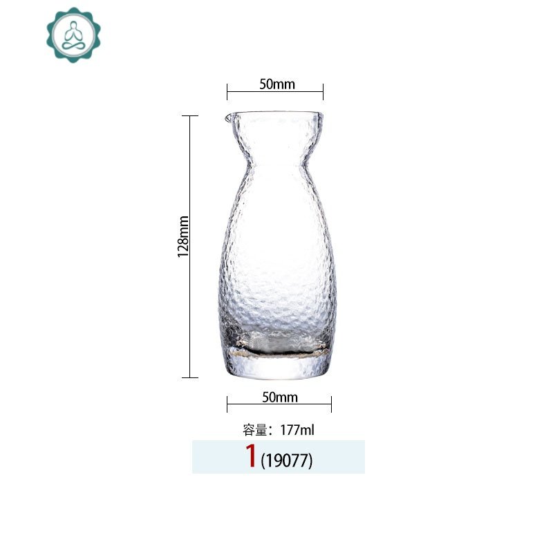 日式锤纹清酒杯清酒壶套装玻璃烧酒杯家用白酒杯果酒米酒酒杯子 封后 19077清酒壶