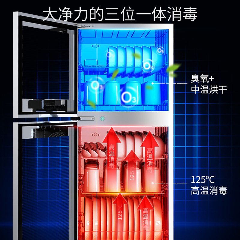 康宝（Canbo）消毒柜 家用 立式消毒碗柜大容量 商用碗筷餐具茶杯柜双门碗柜XDZ130-D1 130L【双层隔热玻璃