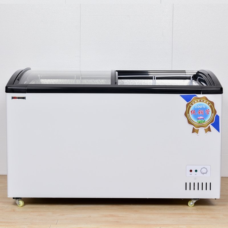 雪糕冰激凌柜商用透明玻璃盖时光旧巷推拉门超市展示柜冰柜冷藏冷冻