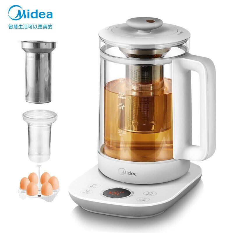 美的（Midea）养生壶电水壶热水壶全自动多功能煮茶壶花茶壶电茶壶煮茶器1.5L玻璃带燕窝