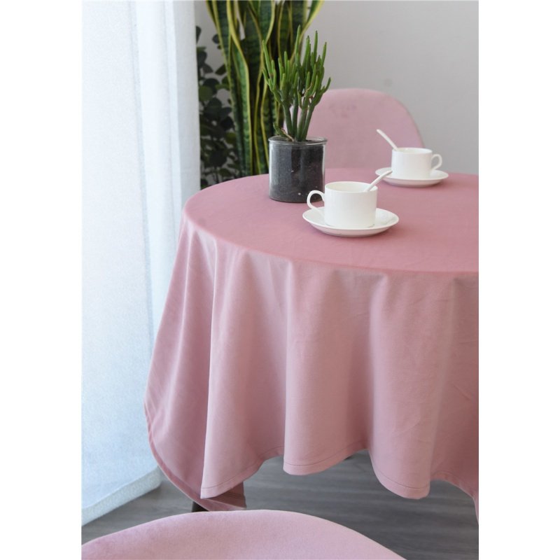 粉色小圆桌布天鹅绒金丝绒少女心公主风ins风餐布盖布盖巾 米色 85*85