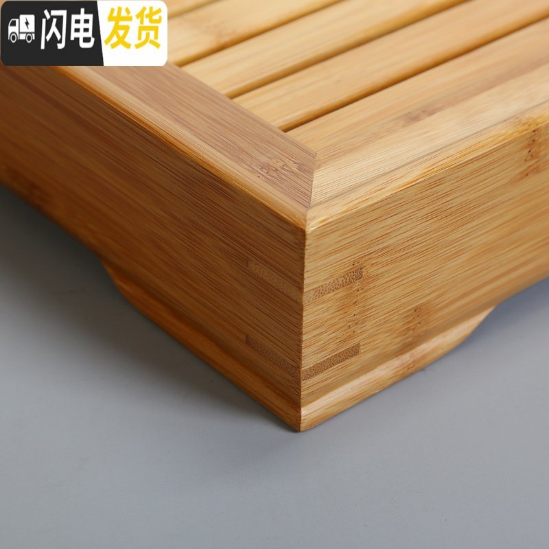 三维工匠家用简约功夫茶具茶盘托盘茶台沥水储水干泡盘小型日式竹制茶托盘 密胺塑料盘石墨黑色