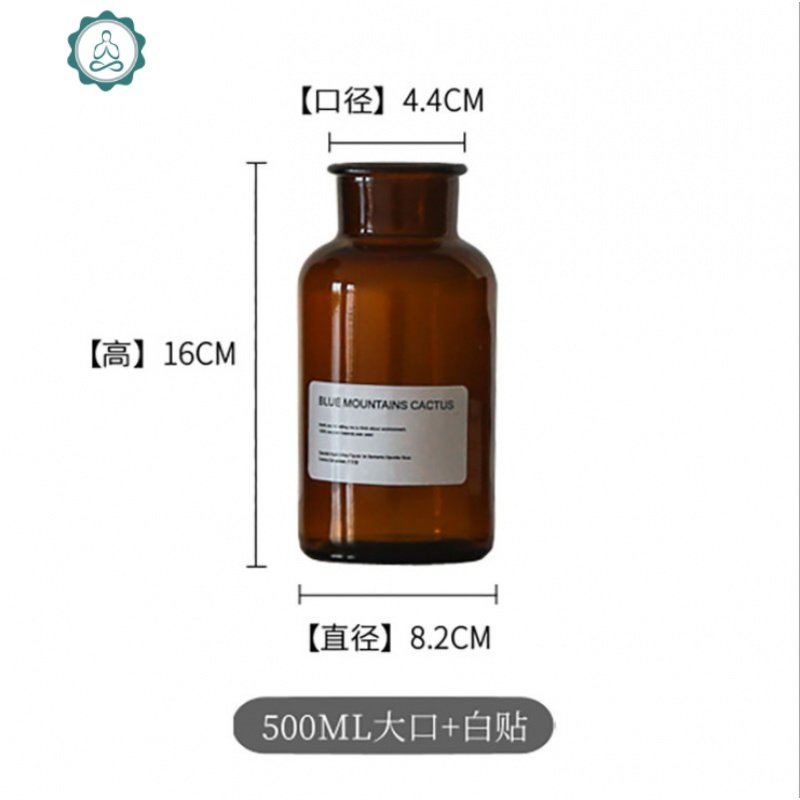 陶瓷玻璃铁皮藤编干花花瓶挂毯勿忘我满天星干花插花家居装饰摆件 封后 试剂玻璃花瓶（棕色大号）送麻绳