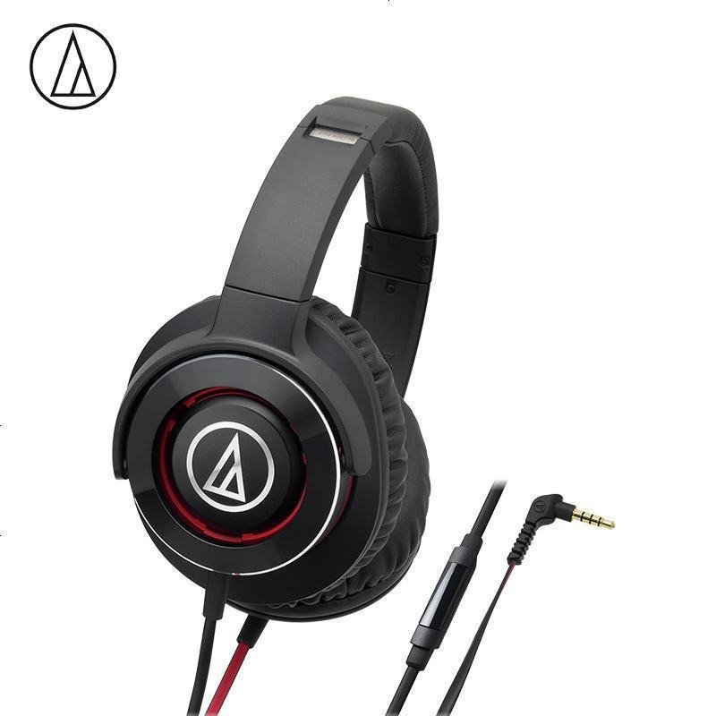 铁三角（Audio-technica） WS770iS 便携式重低音头戴耳机 HIFI 智能手机耳麦 黑红