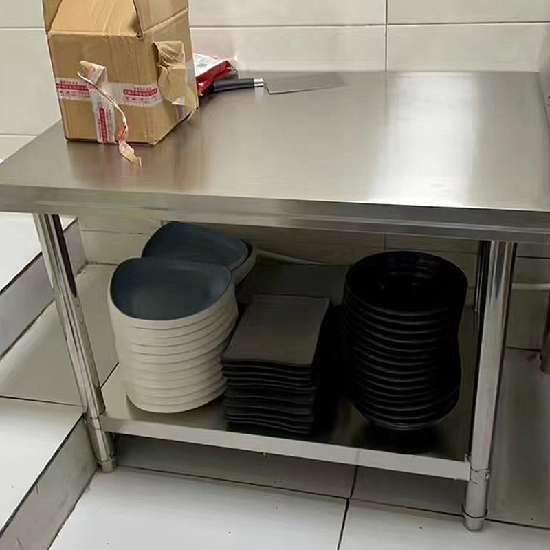 瓦图 三层不锈钢厨房架 工作台 厨房饭店切菜 商用打荷台面 加厚80宽80高80双层