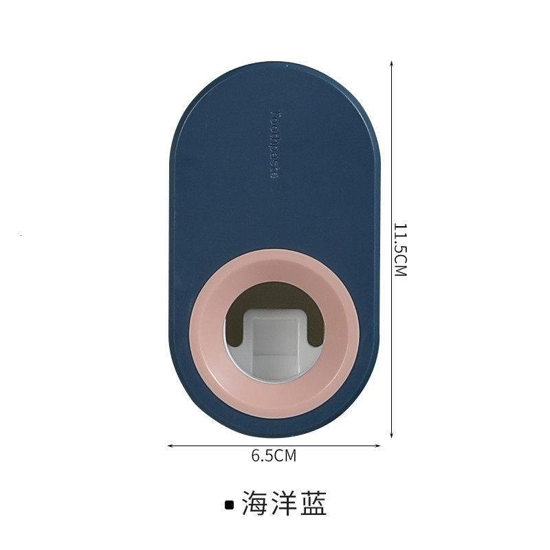 全自动挤牙膏器套装懒人挤压器吸壁式牙刷置物架儿童按压式出牙膏 三维工匠 蓝色_666