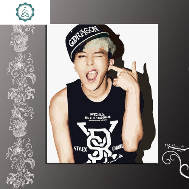 diy数字油画bigbang花路人物张艺兴填色手工绘油彩画装饰权志龙 封后 G-Dragon-c 40*50（绷_740